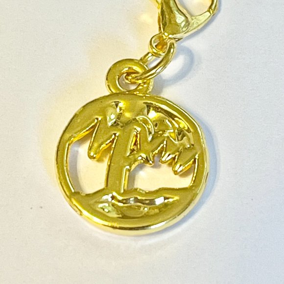 Palm Tree Charm Clip On Gold Plated Zipper Pull For Purse Backpack Bracelet - Picture 6 of 8